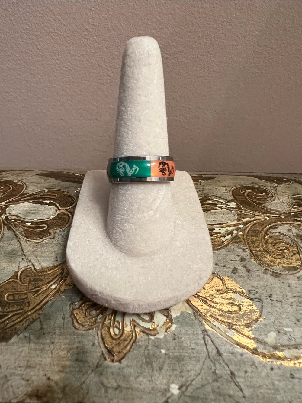 Dragon Enamel Band Ring — Multicolor Size 6.5